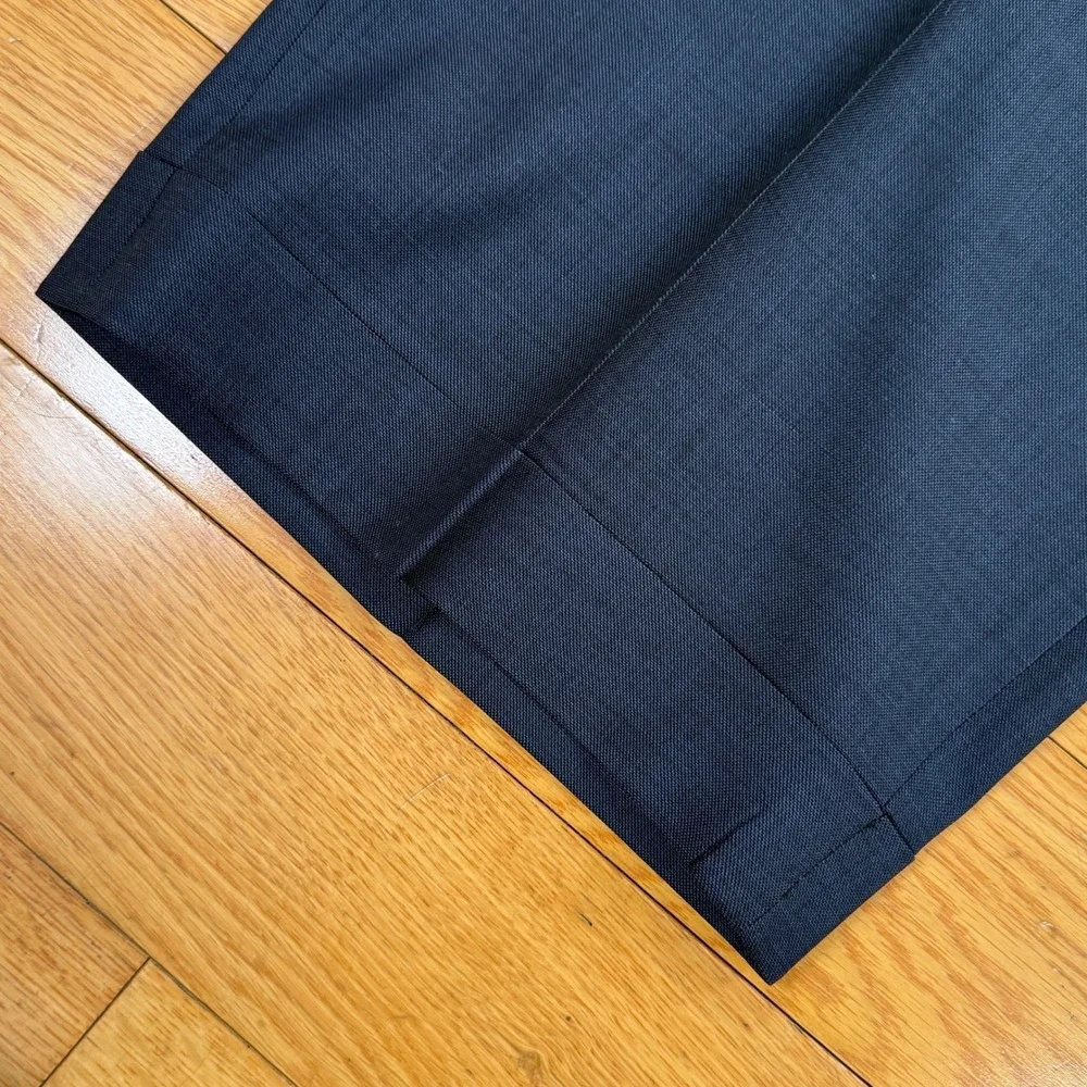 Valentino Mens 44 Blue Gray 100% Virgin Wool Flat Front Cuffed Dress Pants Italy